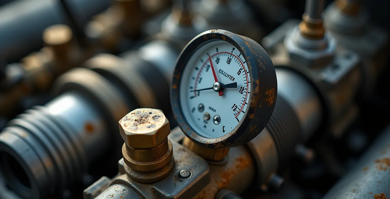 Mécanicien effectuant un test de compression sur un cylindre de moteur